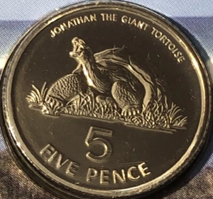 St. Helena ๐ธ๐ญ Ascension Islands Coin 5p 2003 Jonathan Tortoise BUNC From Set - Picture 1 of 3
