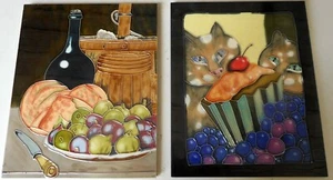 kITCHEN hand painted ceramic art tile 8 x 12 inches with felt back - Picture 1 of 1