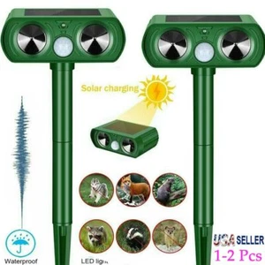 1/2Pack Animal Repeller Ultrasonic Solar Power Outdoor Pest Cat Mice Deer Sensor - Picture 1 of 14