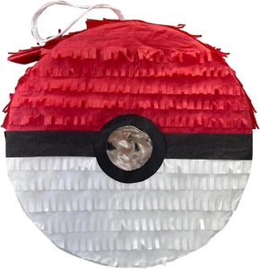 APINATA4U Red & White Ball Piñata for Poke Party, Birthday, Baby Shower, 16"x4" - Picture 1 of 5