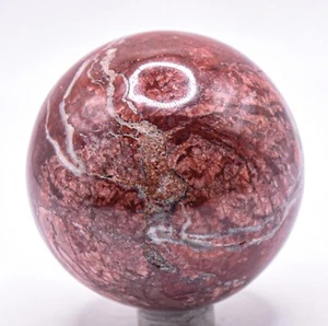2.1" Brecciated Jasper w/ Quartz Sphere Sparkling Natural Gemstone Mineral Peru - Picture 1 of 5