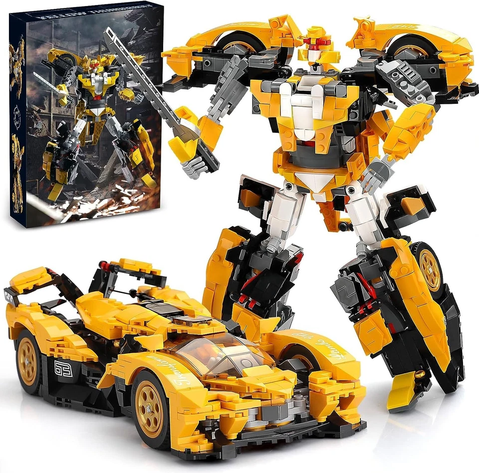 2in1 Transforming Robot & Car Building Block Kit STEM Model Set Bumblebee 998PCS - Image 1 of 4