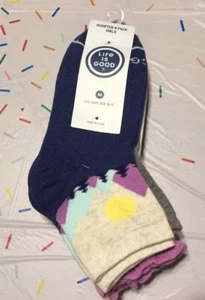 Life Is Good Outdoor Rocket Quarter Socks 6 Pack Girls Medium Shoe 10-13 NEW! - Picture 1 of 10