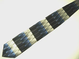 Vtg Croft & Barrow Mens Necktie Tie Black Blue Silver Striped Silk 60" Career - Picture 1 of 3