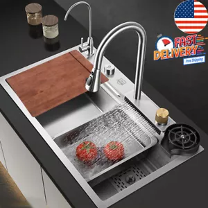 Multifunction Kitchen Sink Stainless Steel Bathroom Laundry Basin Single Bowl - Picture 1 of 8