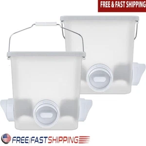 Automatic Pet Feeder Rainproof Hanging Poultry Feed Container W/ 6 Ports New - Picture 1 of 8