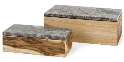 Imax Worldwide 2-Pc Napoleon Wood Box Set in Gray - Image 1 of 4