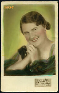 pretty woman, strange colors, Vintage hand colored Photograph, 1920' by Strelisk