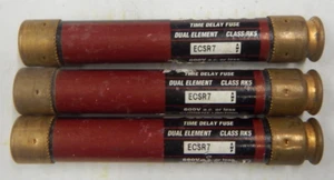 (3) Edison Bullet ECSR7 Class RK5 Dual Element Time Delay 7 Amp 600 V 200kA USED - Picture 1 of 2