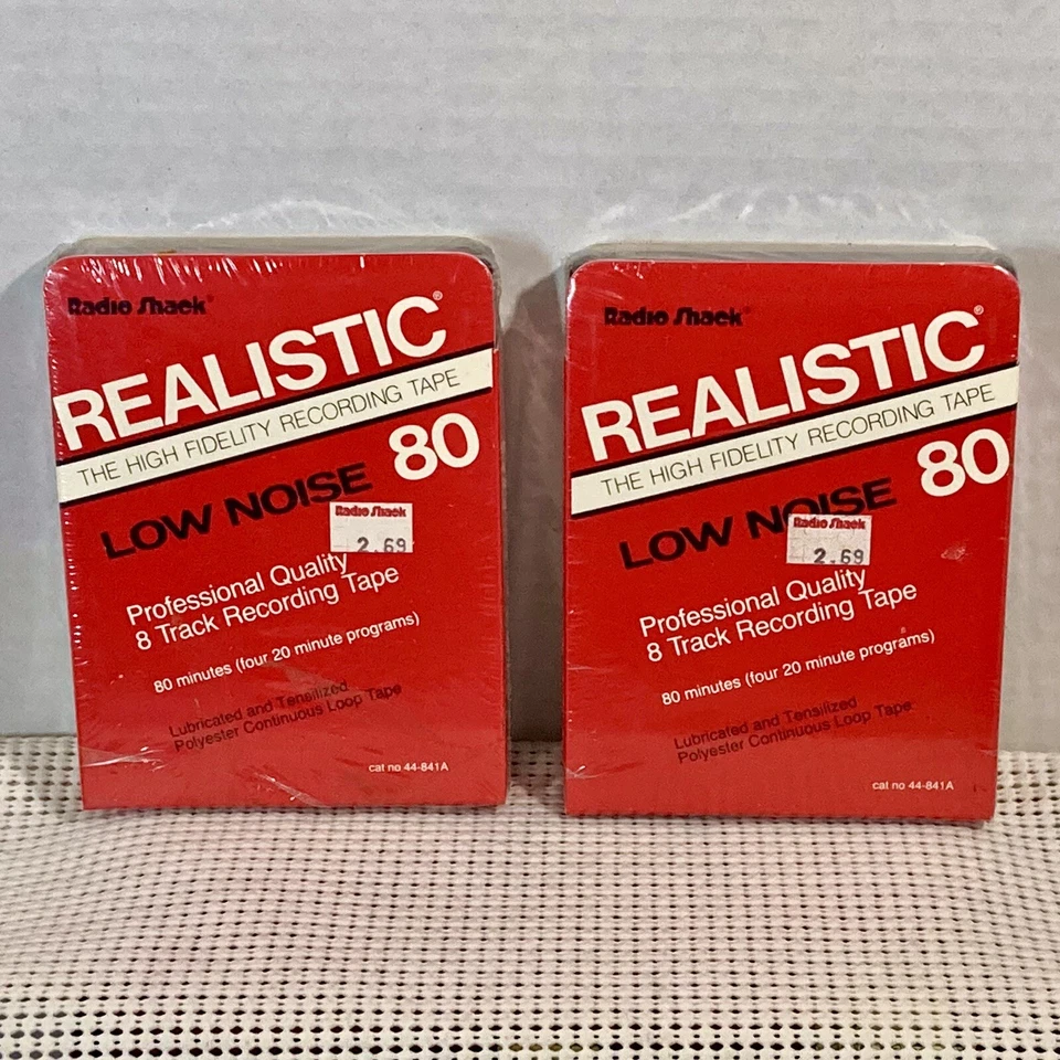 3 - Realistic Low Noise 80 Minute Blank 8 Track Recording Tapes U37