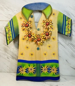 Hawaiian Hand Made & Painted Wooden Shirt Wall Decor  15.5”x13” - Picture 1 of 5