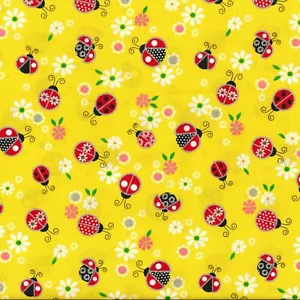Mariquitas de tela con brillo sobre amarillo TRADICIONES DE TELA 1/4 Yarda 2220-YS - Imagen 1 de 6