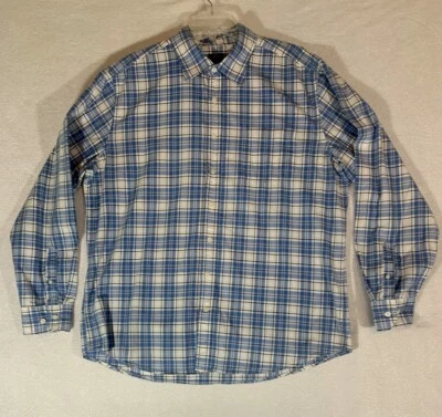Camisa Para Hombres Gap Azul y Blanco Manga Larga Cuadros Botón Frontal Talla Grande XL Foto 1 de 4