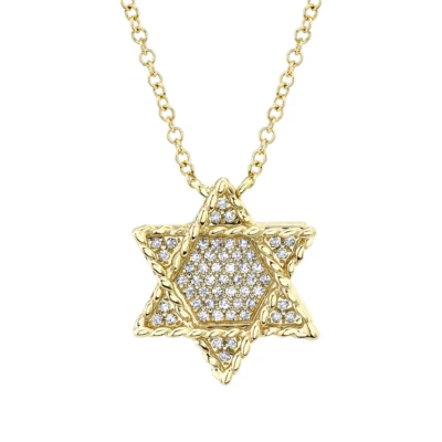 14K Yellow Gold Diamond Star Of David Braided Necklace Natural 0.10CT Round Cut Foto 1 de 3