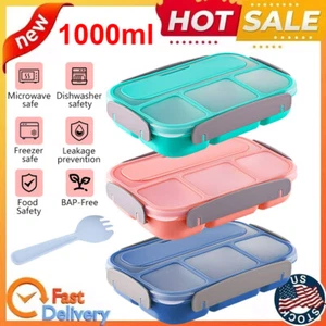 1L Bento Box Adult Bento Lunch Box 4 Compartments with Spoon Food Storage Box - Picture 1 of 18