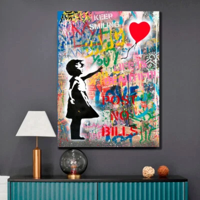  BALLOON GIRL PRINT ON STRETCHED CANVAS PRINTS GRAFITTI BANKSY ABSTRACT HOME  - image 1 of 4