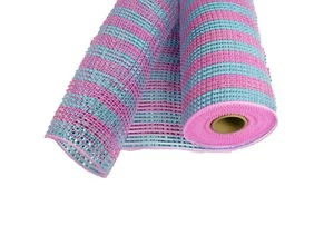 10" X 10 YARDS PINK & BLUE Metallic Stripes Flexible Mesh Gender Reveal Decor - Picture 1 of 1