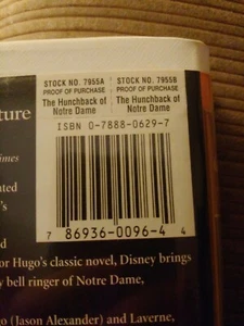 The Hunchback of Notre Dame Walt Disney Masterpiece collection VHS  - Picture 1 of 3