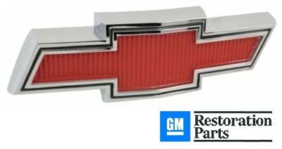 67-68 Chevy C10/K10 Truck Suburban Red & Chrome Grill Bowtie Emblem - Image 1 of 4