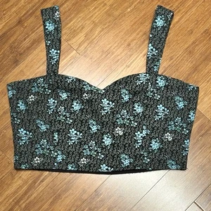 Anthropologie Sachin & Babi Corset Floral Cropped Tank Jacquard Top Sz L - Picture 1 of 6