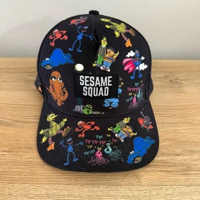 Sesame Street Sesame Squad Youth Snapback Hat Black All Over Print SeaWorld - Image 1 of 4