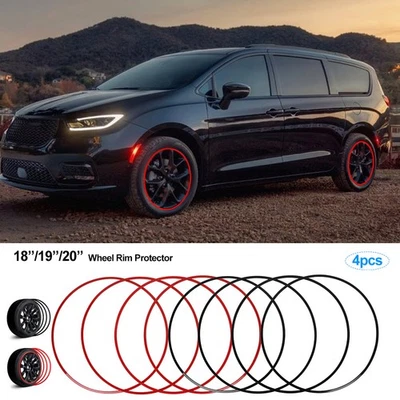 4 PIEZAS Tiras protectoras de llanta de cubo de rueda de aleación para Chrysler Pacifica Foto 1 de 4