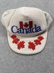 Vintage Canada White Red Mesh back Snap Back Trucker hat Wilson International - Picture 1 of 7
