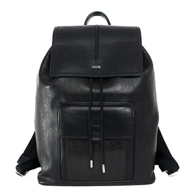 AUTH CHRISTIAN DIOR BACKPACK DIOR HOMME MOTION OBLIQUE LEATHER BLACK UNISEX F/S - Image 1 of 4