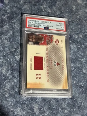 2001-02 Upper Deck Michael Jordan MJ COMEBACK JERSEY Game Worn # 081/100 PSA 8.5 - Image 1 of 4