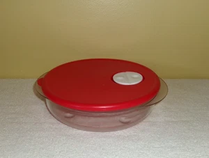NEW Tupperware 3703A Microwaveable Clear w/ Red Vented Lid Container  FREE SHIP - Picture 1 of 4
