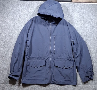 J.Crew Authentic Outerwear Men's Hooded Jacket Size XL Blue Nylon Rain Wind Coat - Image 1 of 4