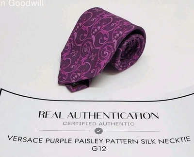 Corbata de seda Versace púrpura cachemira 60" para hombre Foto 1 de 3