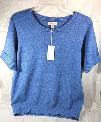 Matty M Women's Short Sleeve Round Neck Sweater - Blue - Medium - Image 1 of 3