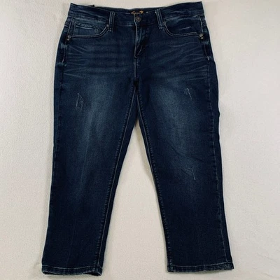 Seven7 Girlfriend Crop Jeans Women's Stretch Distressed Dark Wash Denim Size 8 - Image 1 of 4