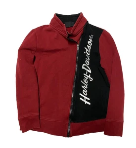 Harley Davidson Jacket Womens Medium Red Cotton Sweater Full Zip Graphic - Picture 1 of 5