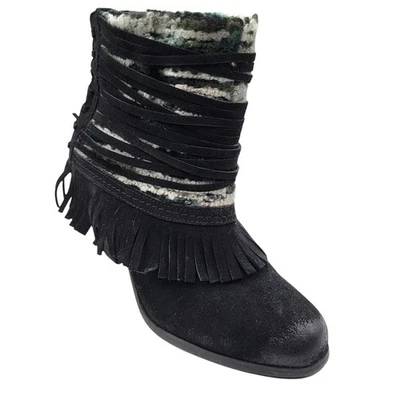 NAUGHTY MONKEY Poncho Black Leather Fringe Bootie Sz 8 NEVER WORN NWOT - Image 1 of 4