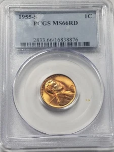 1955-S Lincoln Memorial Cent | PCGS MS66 Red | Wheat Cent | San Francisco - Picture 1 of 2