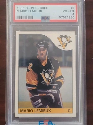 1985 O-PEE-CHEE OPC MARIO LEMIEUX ROOKIE CARD RC #9 PSA 4 Dead Centered - Image 1 of 2