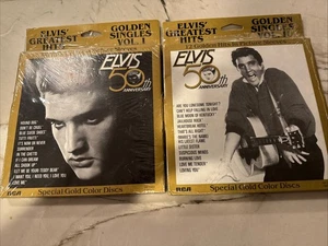 Elvis' Greatest Hits Golden Singles Vol 1 &2 50th Anniverary 12 45 Gold Records - Bild 1 von 9
