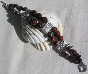 SALE Red Tigers Eye Gemstone Beaded Chunky Bracelet "Tiger Tiger" - Free UK Post - Picture 1 of 7