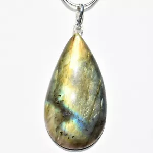 Ciondolo a goccia AAA Labradorite CARICATO + 20" Catena e Caricabatterie in Acciaio Inox - Foto 1 di 12