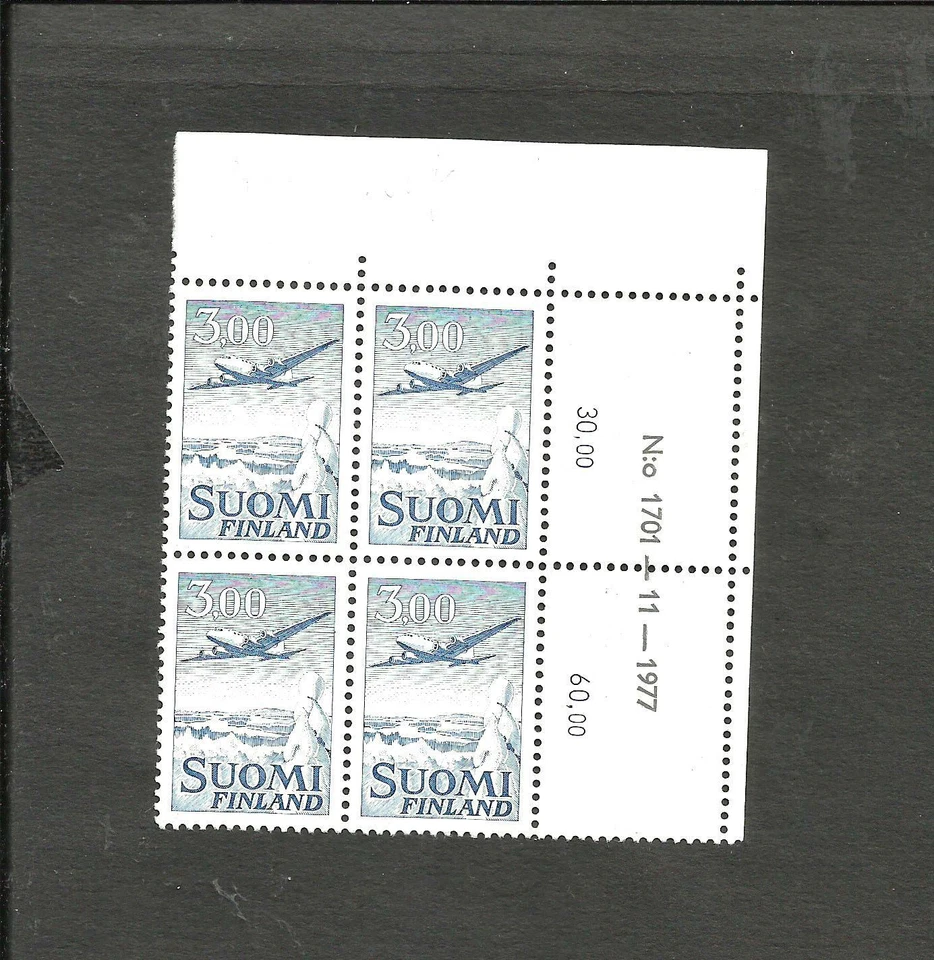 FINLAND YV # A 9 b, FLUORESCENT,, BLOCK OF 4, MNH - Image 1 of 1