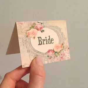 Tarjetas de nombre de lugar para invitados de mesa de boda - Shabby Rose estilo vintage - juego de 10 - Imagen 1 de 3