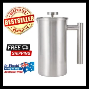 Coffee Tea Plunger 1000ml French Press Stainless Steel - Picture 1 of 5