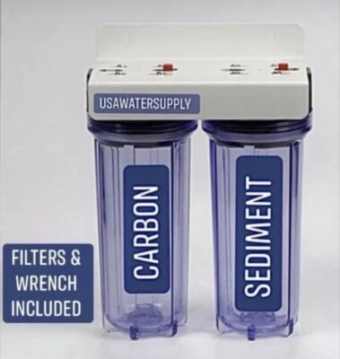 High Flow 2 Stage Water Filter System Slim Portable 3/4" Ports Whole House & RV - Image 1 of 3