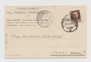 CARTOLINA COMMERCIALE AVV. MARIO TRAVERSO VIAGGIATA 1931 - Bild 1 von 2