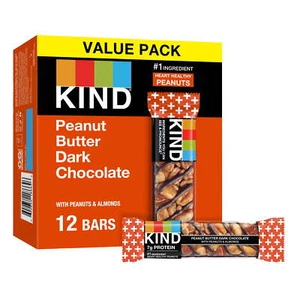 KIND Gluten Free Peanut Butter Dark Chocolate Snack Bars, 1.4 oz, 12 Count Box - Picture 1 of 6