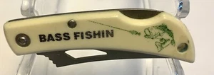 FROST CUTLERY BASS FISHIN SINGLE BLADE POCKET KNIFE, WHITE HANDLE, STAINLESS - Picture 1 of 9