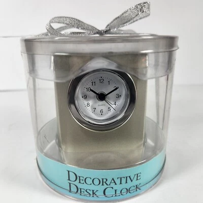 Brushed Nickle Desk Shelf Table Alarm Clock Art Deco Style - Heavy! - Image 1 of 4