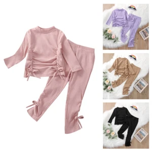 2PCS Toddler Kids Baby Girls Outfits T-shirt Tops + Long Pants Clothes Set - Picture 1 of 17